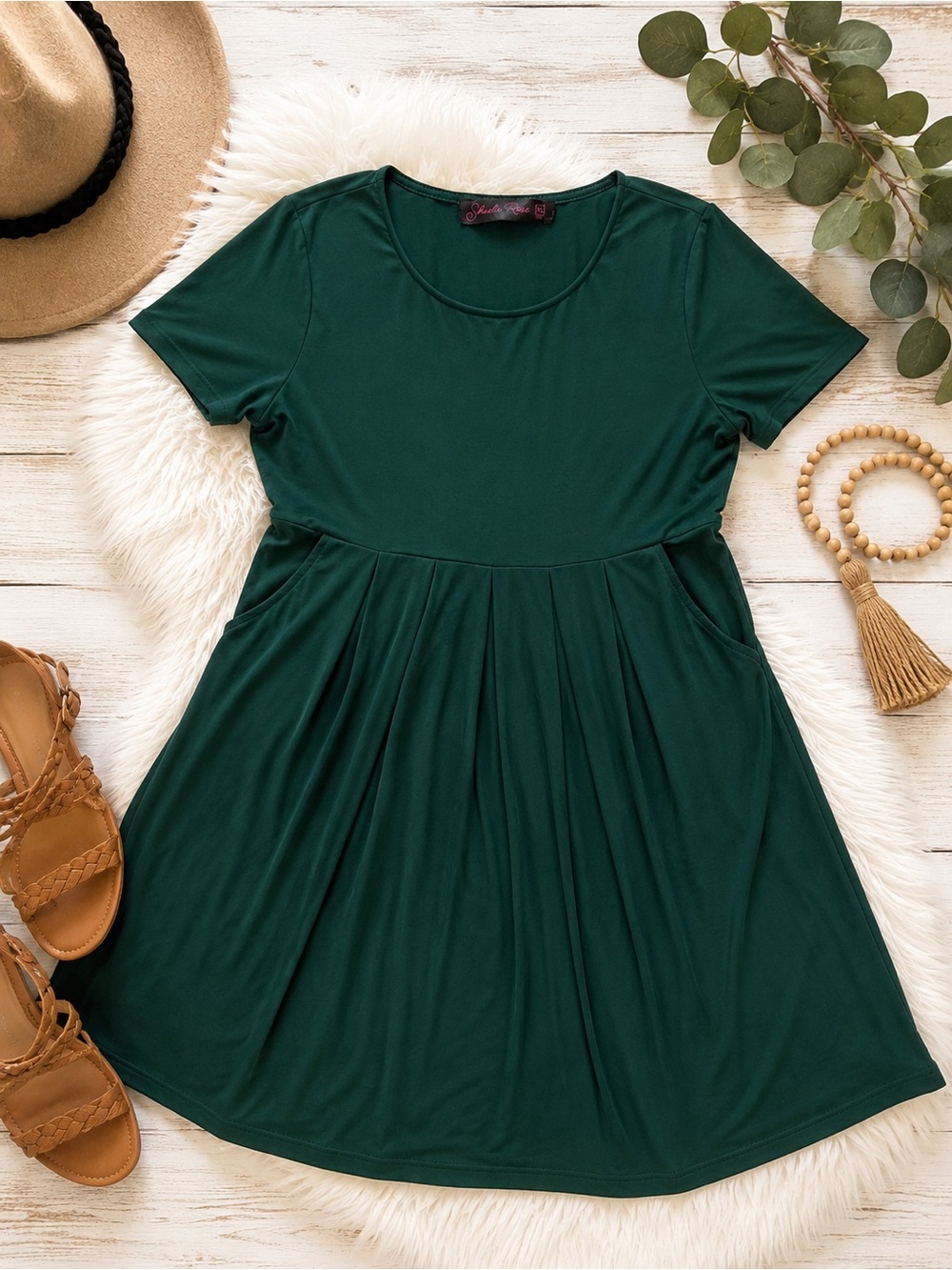 Shiela Rose Forest Green Fit & Flare Pocket Dress Women’s XL
